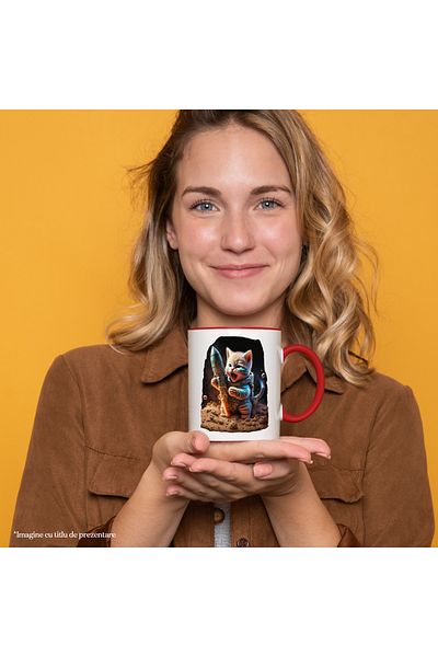 StoryGift Romania Astronaut Cat Mug with a Rocket, Animals, Galaxy, Stars, Ceramic, , With ,STG.