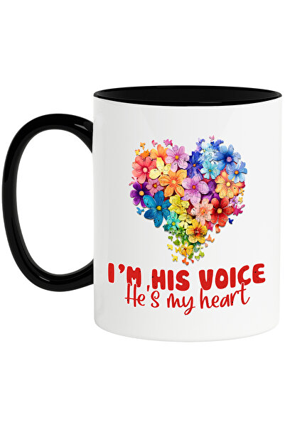 StoryGift Romania Cana cu mesajul I'm his voices, He's my heart, Inima, Flori...