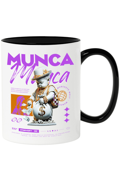 StoryGift Romania Cana Statuia Bogata cu O Sacosa de Dolari - Munca, 330ml, C...