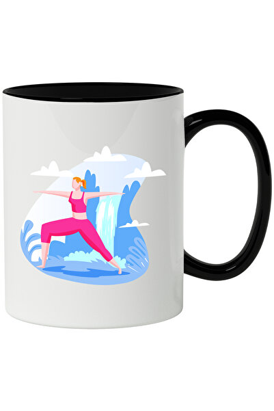 StoryGift Romania Cana Cu Yoga, Nori, Sport, Cascada, Multicolor 330 ml, Cera...