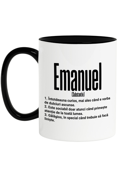 StoryGift Romania Cana Cu Numele Emanuel, Cu Mesaj Amuzant, Curios, Sociabil,...