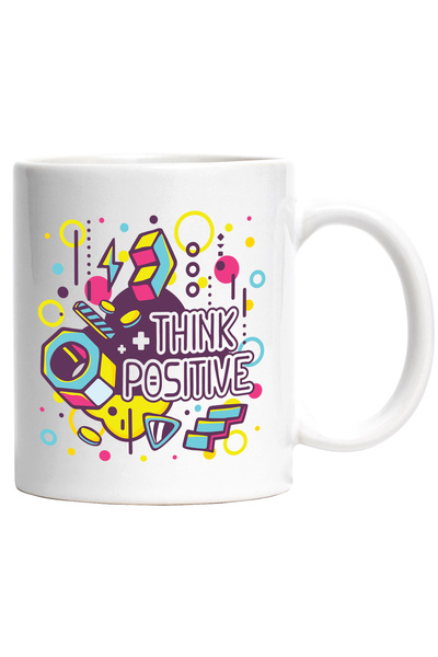 StoryGift Romania Cana Cu Mesaj In Engleza Think Positive, Lego, Scari, Geome...