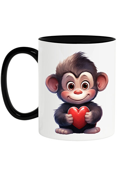 StoryGift Romania Cana cu un cimpanzeu micut care tine in brate o inima | ilu...