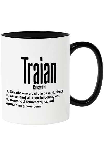 StoryGift Romania Cana Cu Numele Traian, Cu Mesaj Motivational, Creativ, Ener...