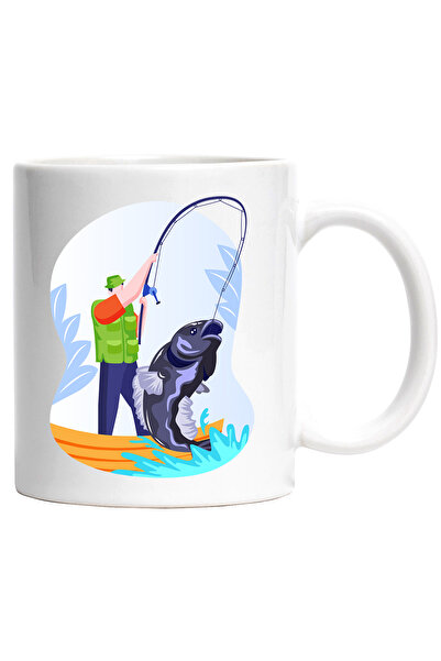 StoryGift Romania Cana Cu Peste, Pescuit, Lanseta, Barca, Multicolor 330 ml, ...