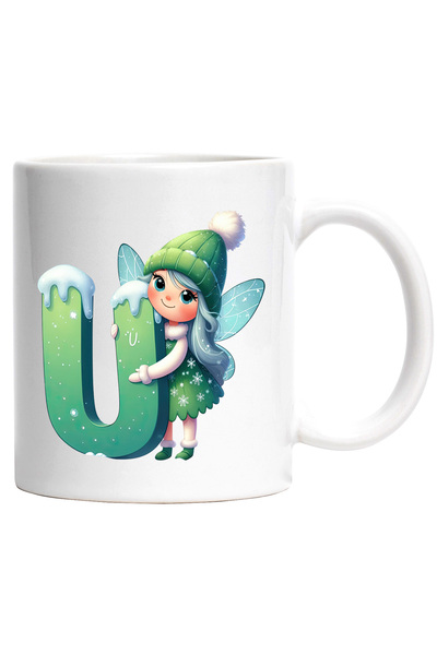 StoryGift Romania Cana cu o fetita zana care tine litera "U" | ilustratie | c...