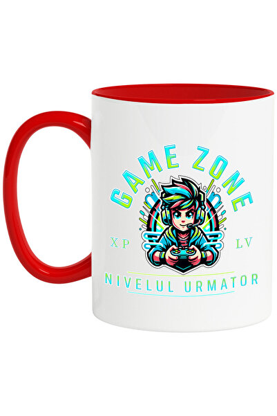 StoryGift Romania Cana cu Baiat Stil Anime Gamer Text Game Zone Nivelul Urmat...