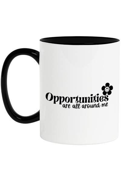 StoryGift Romania Cana cu o floare si mesajul "Opportunities are all around m...