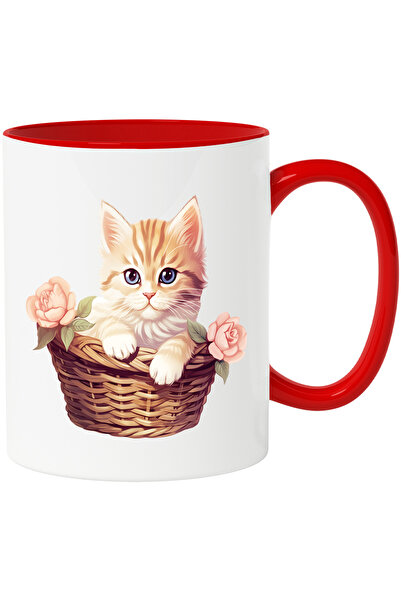 StoryGift Romania Cana cu o pisicuta care sta intr-un cosulet | floricele | p...