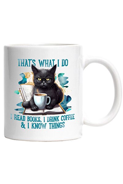 StoryGift Romania Cana cu o pisica neagra cu mesajul "That's what I do: I rea...