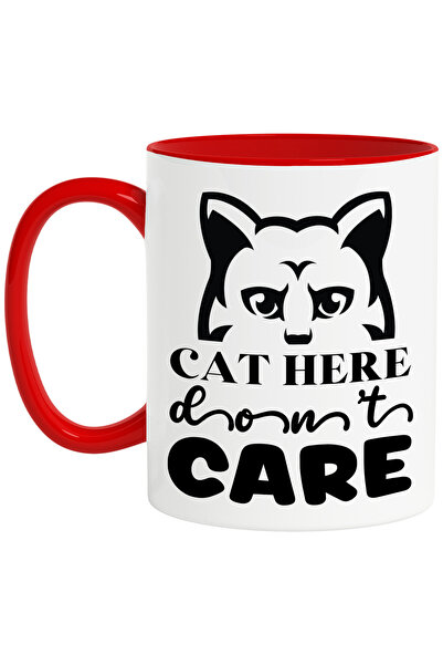 StoryGift Romania Cana cu o pisica si mesajul "Cat here don't care" - pisicii...