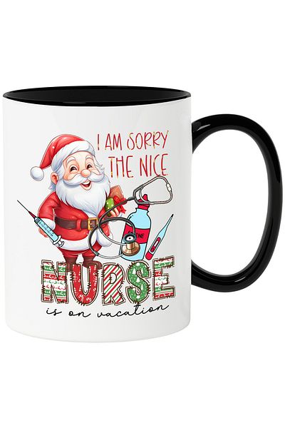 StoryGift Romania Santa Claus mug with the message "I am sorry, the nice nurse in on vacation", Crac, Cu, STG