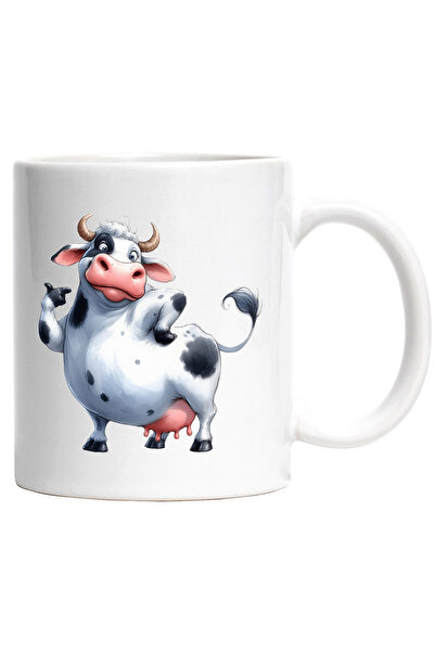 StoryGift Romania Mug with a fat cow | illustration | domestic animal | happy...