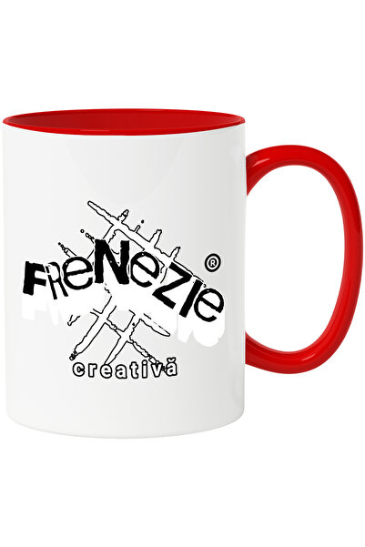 StoryGift Romania Cana arta abstracta text frenezie creativă, 330ml, Ceramic ...