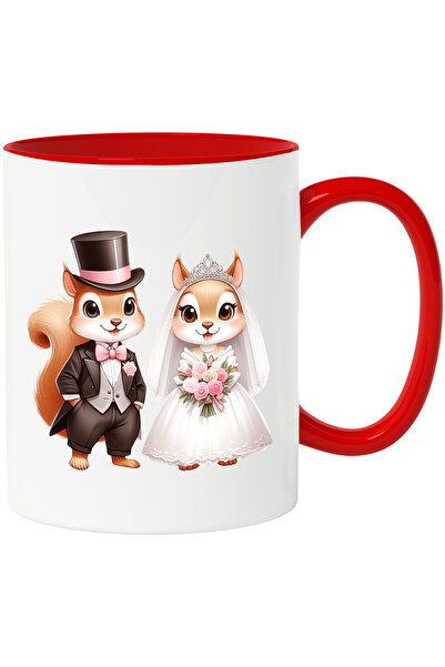 StoryGift Romania Cana cu 2 veverite fericite la nunta | ilustratie | rochie ...