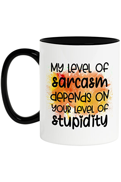 StoryGift Romania Cana cu mesajul "My level of sarcasm depends on your level of stupidity", ilustr, Cu Maner Negru