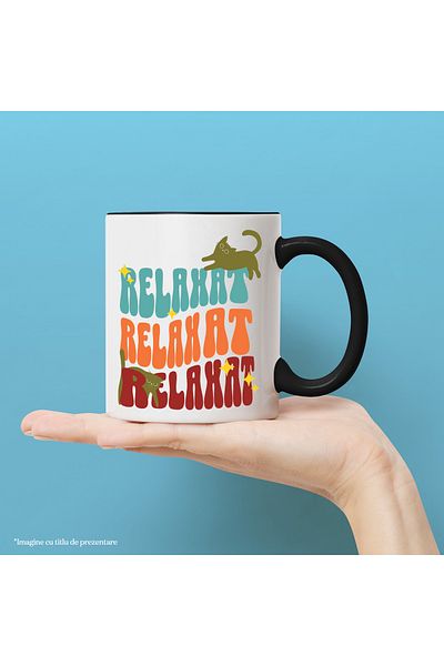 StoryGift Romania Mug Cats text RELAXED holiday lovers and cats, 330ml, Ceramic with Handle, With,STG