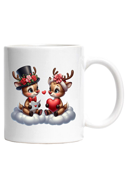 StoryGift Romania Cana cu 2 reni care stau pe norisori | ilustratie | inimioa...