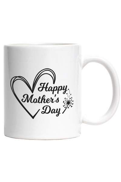 StoryGift Romania Cana pentru Ziua Mamei, Text in Engleza Happy Mother's Day, Inimioara draguta, L, Cu Maner Alb