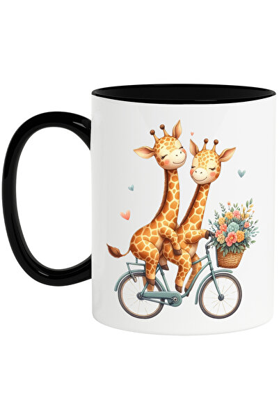 StoryGift Romania Cana cu 2 girafe care se plimba cu bicicleta | ilustratie |...