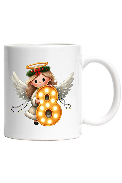 StoryGift Romania Cana cu o fetita cu aripi de ingeras care tine cifra "8" | ...