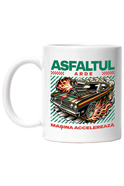 StoryGift Romania Cana asfaltul arde masina accelereaza foc cursa, 330ml, Cer...