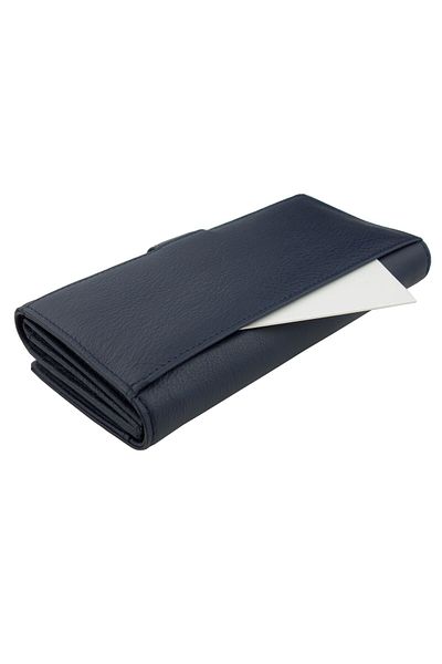 OEM Women's wallet, Tita, made of genuine leather, 19 x 10 x 3 cm, Navy Blue - PR229