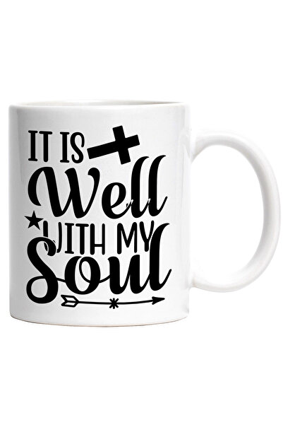 StoryGift Romania Cana cu textul in engleza "It is well with my soul" - impacat cu sufletul cu Man, Cu Maner Alb