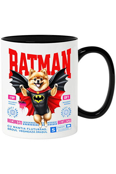 StoryGift Romania Cana cu Pomeranian / pomeranianCaine In Costum de BatMan cu...