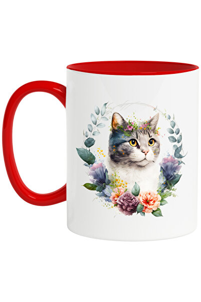 StoryGift Romania Cana cu o pisica serioasa | ilustratie | coroana din flori ...