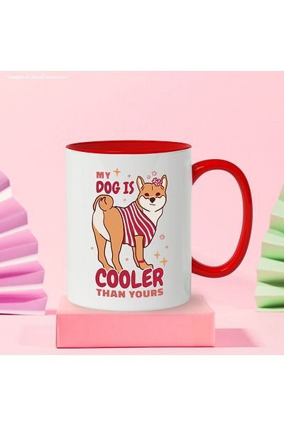 StoryGift Romania Mug With Message My Dog Is Cooler Than Yours, Shiba Inu, Stars, Multicolor 330 ml, , With ,STG