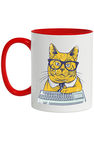 StoryGift Romania Cana Cu Pisica, Office, Ochelari, Tastatura, Cravata, Multi...
