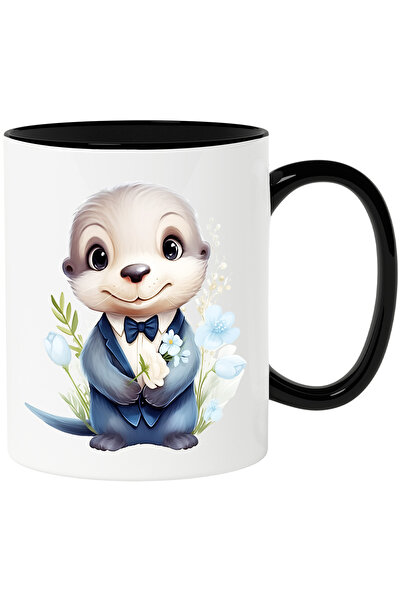 StoryGift Romania Cana cu o vidra vesela care tine niste flori | ilustratie |...