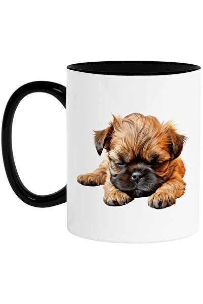 StoryGift Romania Cana cu un catelus somnoros | ilustratie | ora de culcare | obosit | fara vlaga , Cu Maner Negru