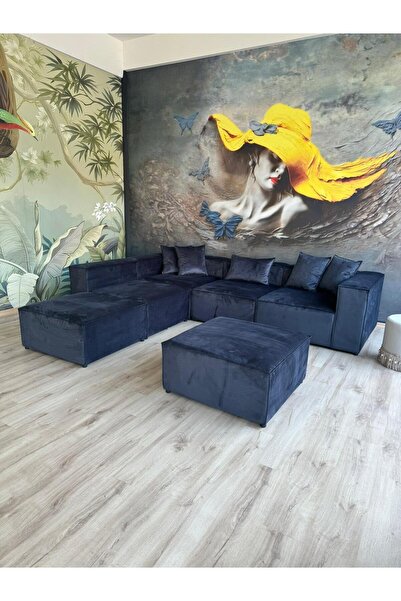 Erduran Mobilya Angelo 6 modül koyu mor köşe koltuk takımı