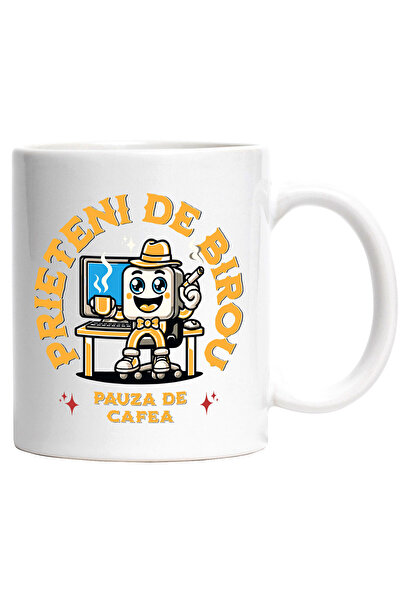 StoryGift Romania Cana cu Animatie sef la Birou Cu Cafea Si Tigara Text Priet...