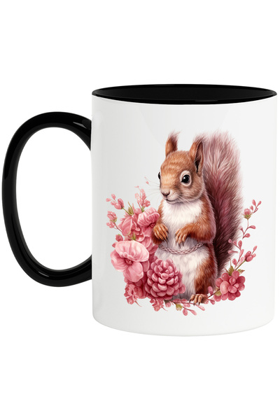 StoryGift Romania Cana cu o veverita | ilustratie | floricele | frunze | plan...