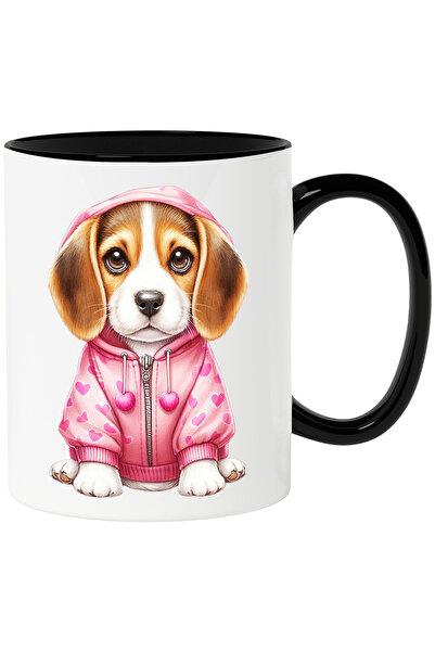 StoryGift Romania Cana cu un catelus serios care are un hanorac cu inimioare ...