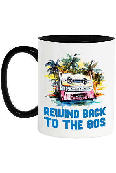 StoryGift Romania Cana cu mesajul "Rewind back to the 80s", ilustratie, stil ...