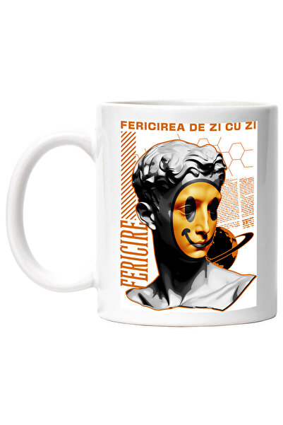 StoryGift Romania Cana Fericirea de zi cu zi - Masca pusa pe fata, 330ml, Cer...