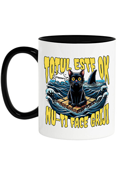 StoryGift Romania Cana cu Pisica Anxietate Pe Mare rechini Text Haios Totul E...