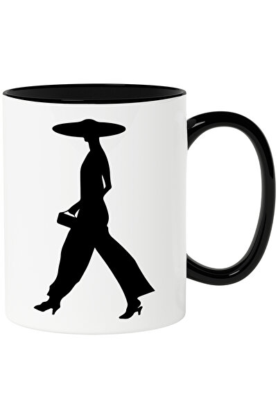 StoryGift Romania Cana cu o femeie eleganta - poseta cu Maner Negru, Cu Maner...