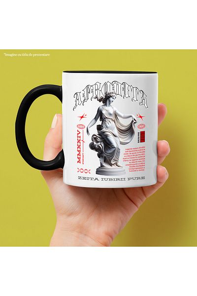 StoryGift Romania Mug Aphrodite Goddess of Love Greek Mythical Art, 330ml, Ceramic with Black Handle, With Ma,STG