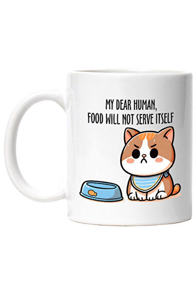 StoryGift Romania Cana cu o pisicuta suparata cu mesajul "My dear human, food...