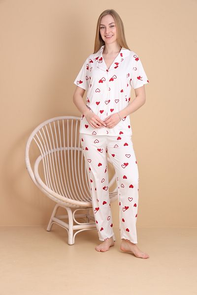 Mira Homewear Buttoned Short Sleeve Patterned Women's Pajama Set Mr003
