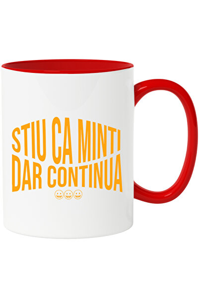 StoryGift Romania Cana cu Smiley Face Colorat Text Stiu Ca Minti Dar Continua...