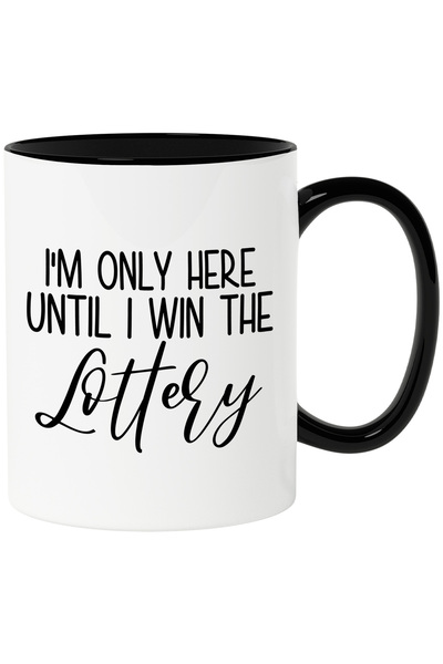 StoryGift Romania Cana cu mesajul "Sunt aici doar pana cand castig la loterie" cu Maner Negru, Cu Maner Negru