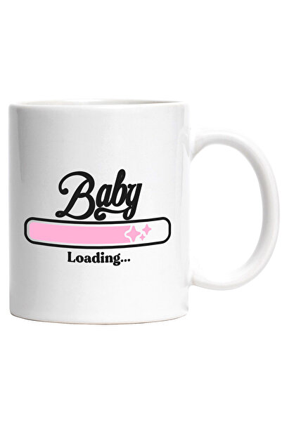 StoryGift Romania Cana Cu Text in Engleza Baby Loading, Copii, Familie, Sarcina, Nou Nascut,Cerami, Cu Maner Alb