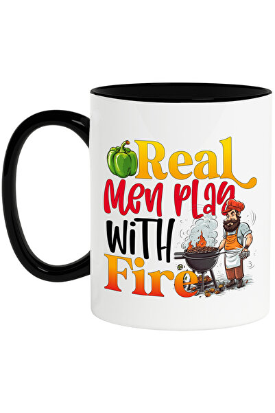 StoryGift Romania Cana cu mesajul "Real men play with fire", barbatii adevara...