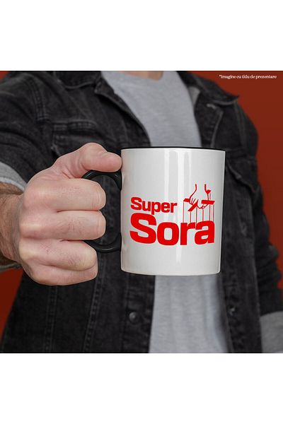 StoryGift Romania Mug with Hand Style Puppet Doll Text Super Sister Super Hero, Children, Ceramic, , With